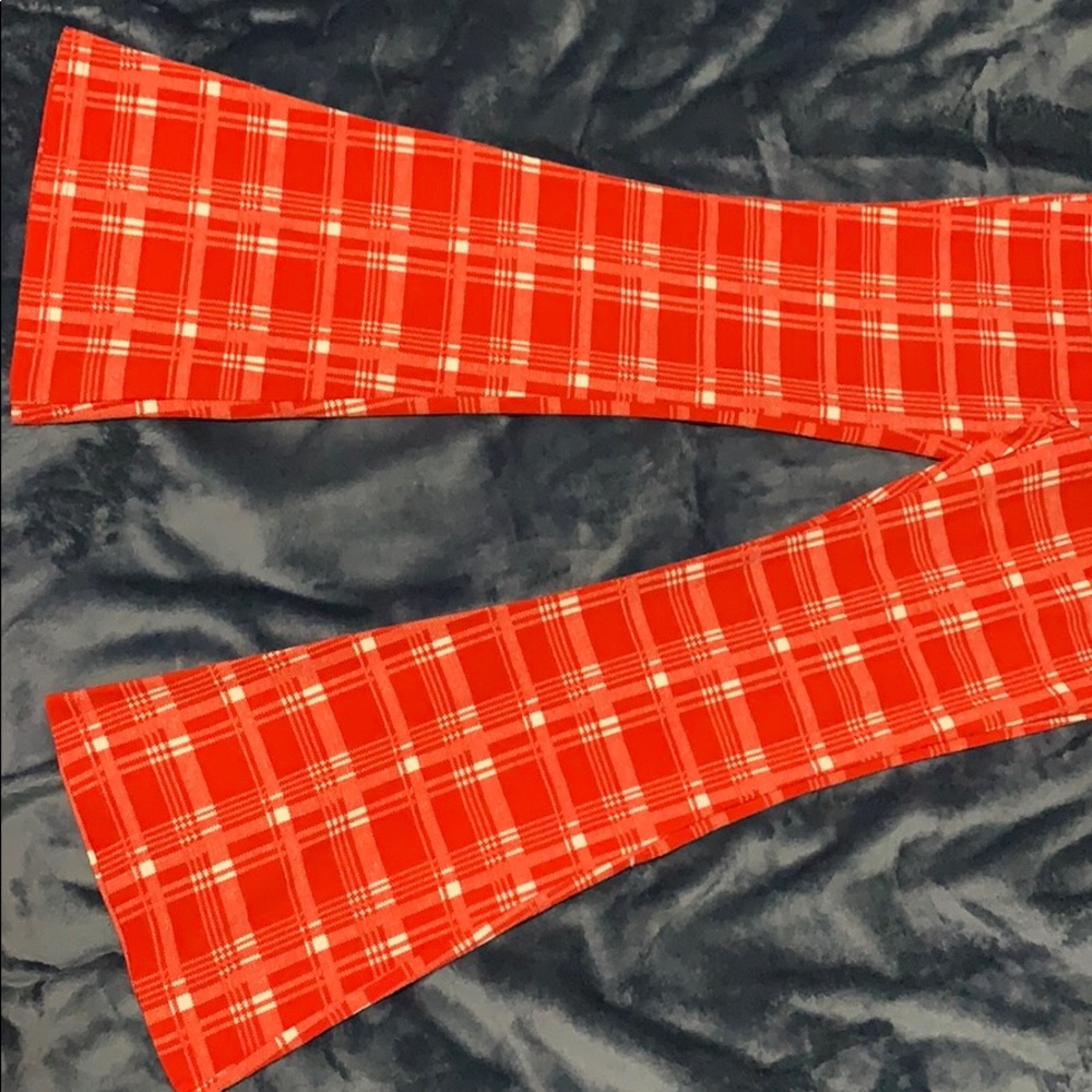 Orange and White Color Block Pants